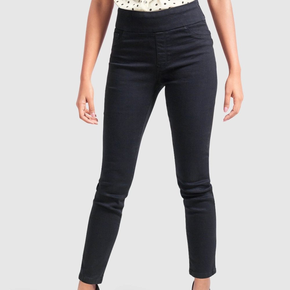 OLGYN Stretch Black Denim Pull on Pant Skinny Fit